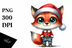 Baby Fox in Santa Suit | Sublimation | Clipart Product Image 3