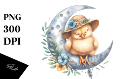 Boho Watercolor Baby Chicken Dressed for Summer PNG Product Image 1
