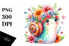 s Baby Snail Whimsical Flowers Clipart Product Image 3