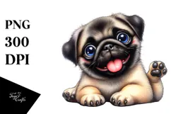 Cute Happy Pug, High-Res PNG Product Image 1
