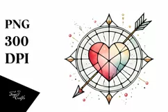 Heart with Stained & Arrow, PNG Product Image 1