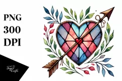 Heart with Stained & Arrow, PNG Product Image 1