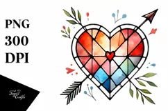 Heart with Stained & Arrow, PNG Product Image 1