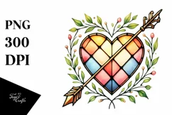 Heart with Stained & Arrow, PNG Product Image 1
