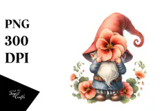 Gnome with Nasturtium Floral Frame PNG Product Image 1