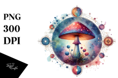 Vibrant Magical Celestial Mushroom PNG Product Image 1
