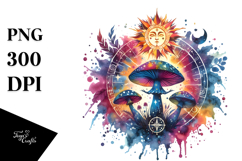 Vibrant Magical Celestial Mushroom PNG Product Image 1
