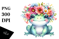Colorful Frog Flower Crown Clipart Product Image 1