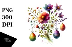 Washed Flower with Easter Eggs PNG Product Image 1