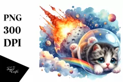 Baby Cat Diving from Meteor | Sublimation | Clipart Product Image 1