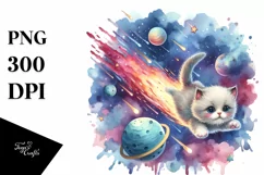 Baby Cat Diving from Meteor | Sublimation | Clipart Product Image 3