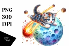 Baby Cat Diving from Meteor | Sublimation | Clipart Product Image 3