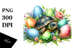 Digital Watercolor Baby Turtle PNG Product Image 1