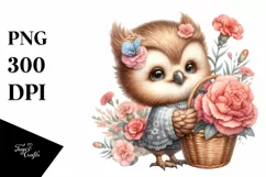 Detailed Whimsical Baby Owl Sublimation Clipart Product Image 3