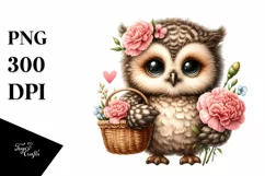 Detailed Whimsical Baby Owl Sublimation Clipart Product Image 3