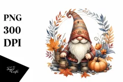 Detailed Autumn Gnome PNG Product Image 1