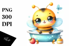 Colorful Baby Bee Smiling Bathtub Watercolor Product Image 3