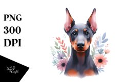 Pastel Doberman Pinscher Portrait | Sublimation | Clipart Product Image 1