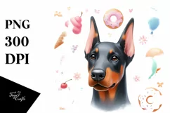 Pastel Doberman Pinscher Portrait | Sublimation | Clipart Product Image 3