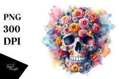 Colorful Skull Flowers, PNG Product Image 1