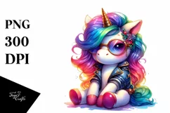 Cute Unicorn Sitting, Summer PNG Product Image 3