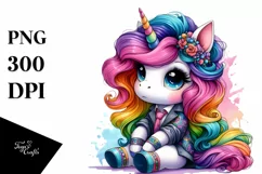 Cute Unicorn Sitting, Summer PNG Product Image 1