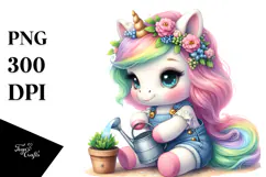 Cute Unicorn Gardening Clipart Product Image 1