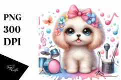 Watercolor Baby Bichpoo Big Eyes | Sublimation Clipart Product Image 3