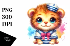 Vibrant Cute Baby Lion in Sailor Suit | Sublimation | Product Image 1