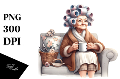 Old Lady Character Couch Clipart Product Image 1