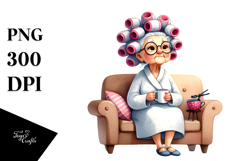 Old Lady Character Couch Clipart Product Image 1