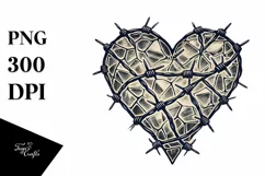 Vintage Heart with Barbwire PNG Product Image 1