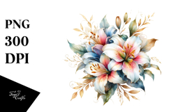 Colorful Lily with Gold Insertions PNG Product Image 1