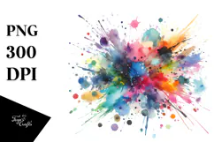 Colorful Paint Splatter Brushstroke PNG Product Image 1
