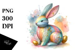 Pastel Wooden Bunny PNG Product Image 1