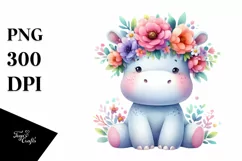 Colorful Hippo Flower Crown Clipart Product Image 3