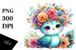 Colorful Peacock Flower Crown Clipart Product Image 1