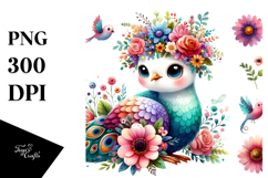 Colorful Peacock Flower Crown Clipart Product Image 1