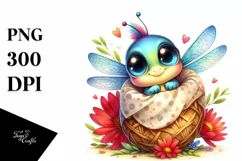 Cute Baby Dragonfly Cuddling | Clipart Product Image 3