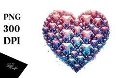 Watercolor Diamond Heart Art, PNG Product Image 1