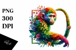 Abstract Vibrant Watercolor Monkey, High-Res PNG Product Image 3