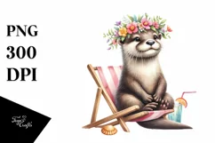 Playful Young Otter Sticker Clipart Product Image 3