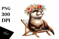 Playful Young Otter Sticker Clipart Product Image 1