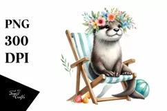 Playful Young Otter Sticker Clipart Product Image 3