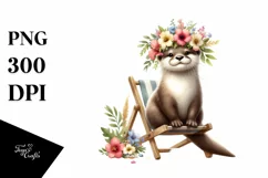 Playful Young Otter Sticker Clipart Product Image 3