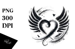 Simple Heart with Wings, Translucent PNG Product Image 1