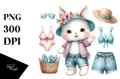 Cute Baby Rabbit Beach PNG Product Image 1