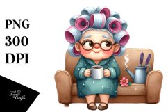 Old Lady Character Couch Clipart Product Image 1