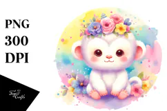 Vibrant Monkey Made of Flowers PNG Product Image 1