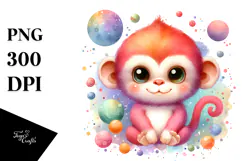 Vibrant Monkey Made of Flowers PNG Product Image 1